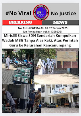 Miris!!!! Siswa SDN Sondariah Kumpulkan Wadah MBG Tanpa Alas Kaki, Atas Perintah Guru ke Kelurahan Rancanumpang