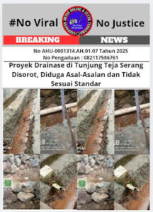 Proyek Drainase di Tunjung Teja Serang Disorot, Diduga Asal-Asalan dan Tidak Sesuai Standar